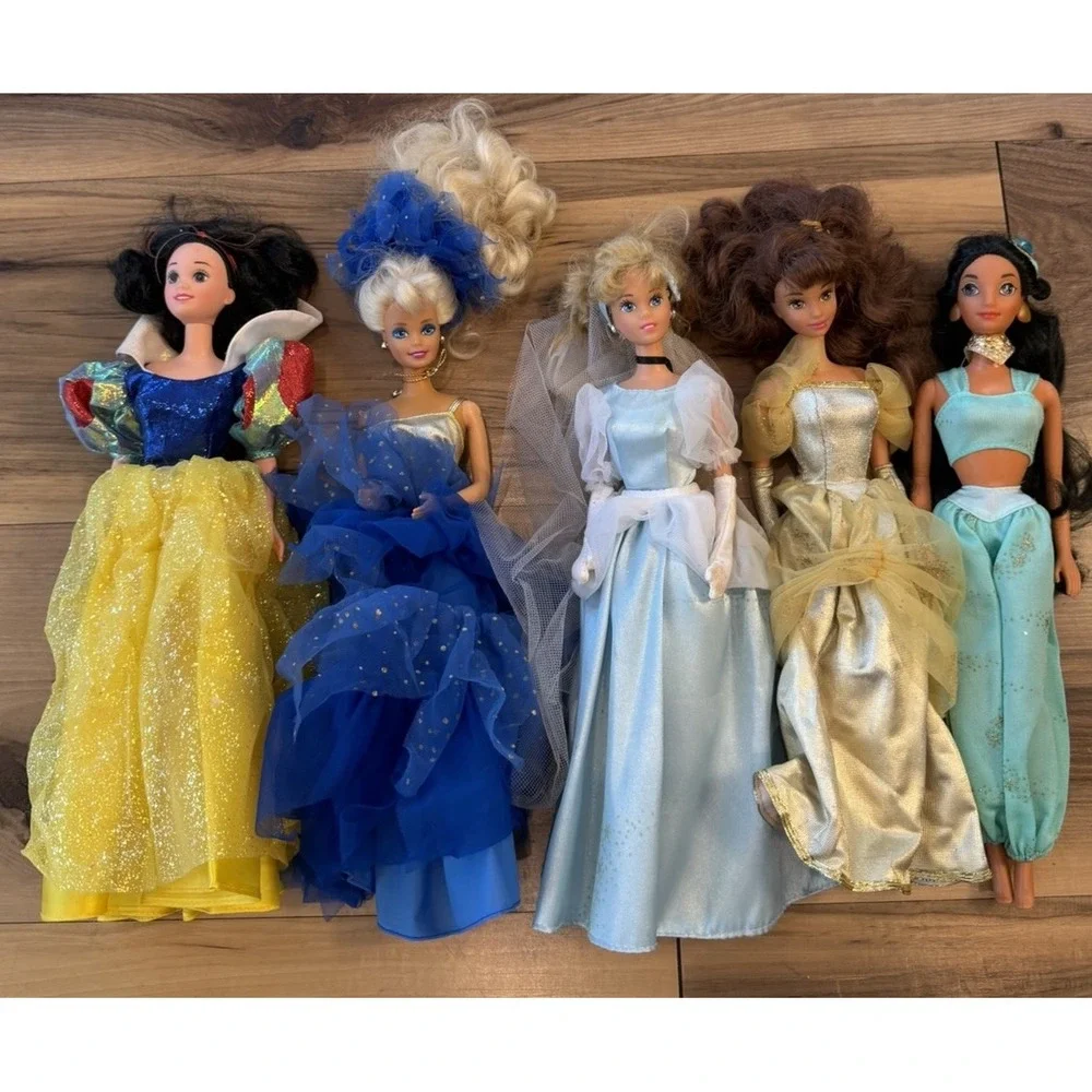 Vintage 1990s Disney Princess Dolls Lot of 5 Snow White Cinderella Jasmine